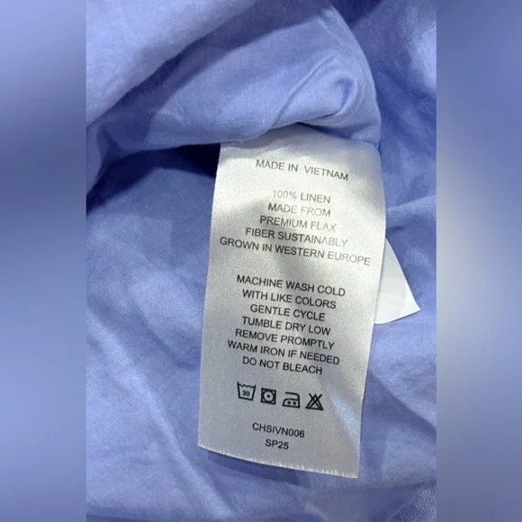 NWT Quince 100% European Linen Vest Top Button Front V-Neck Light Blue Size S - Picture 6 of 7